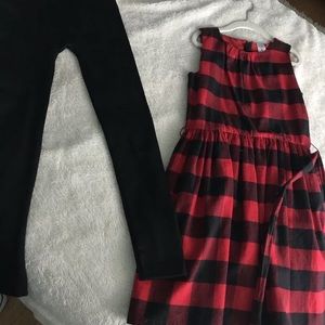 Girls Size 8 Carter’s Red Buffalo Check Dress Set
